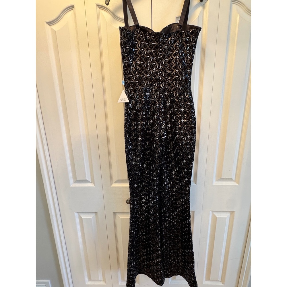 NWT NADINE MERABI Black Sequin Corset Jumpsuit - Picture 8 of 16